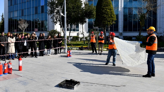 Belediyede yangın tatbikatı